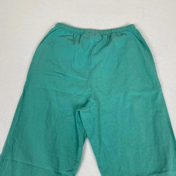 Vintage Jane Ashley Cotton Embroidered Rhinestone Floral Stretch Cropped Pants - Picture 6 of 8